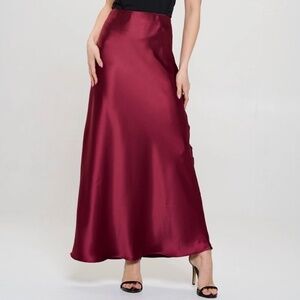 Renee C Burgandy Maxi Skirt NWT